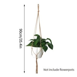 Coș agățat cu plante verzi pentru grădinărit Umeraș cu frânghie de bumbac Ghiveci de flori lucrat manual Macrame Oală de buzunar