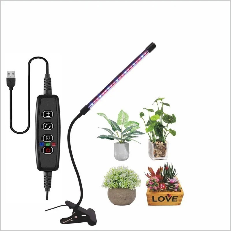 Lampă de creștere a plantelor USB 1-4 capete Lumină de creștere cu LED cu spectru complet cu temporizator Lampă fito suculentă r