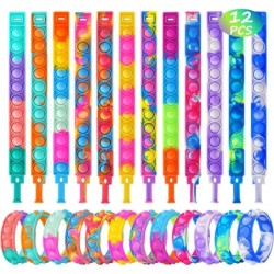12 bucăți Jucării Fidget Brățară pop Favoruri de petrecere Brățări cu bule Push Poping Jucării senzoriale de calmare a stresului