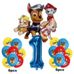 17 bucăți de desene animate PAW Patrol decorațiuni pentru ziua de naștere, film din aluminiu, set de baloane digitale, Chase pen