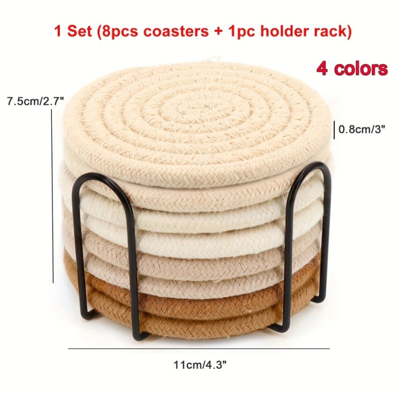Set de subțire țesute 8 buc, cu suport, rezistente la temperaturi înalte, subțire, suport absorbant, pentru cafea, ceai, băuturi