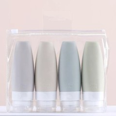 Lot de 1/3/4 buc. Set sticle de călătorie din silicon pentru depozitare cosmetică Sticla reîncărcabilă pentru loțiune, gel de du