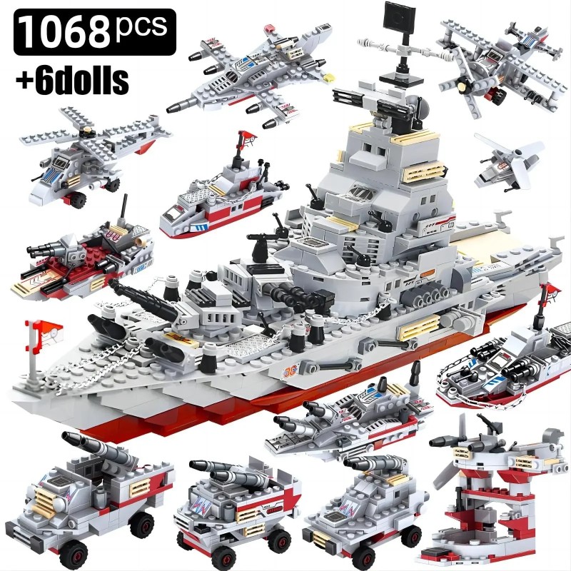 Car de război al marinei, navă, barcă armată, avion, model, nave de război, blocuri de construcție, set de construcție pentru bă