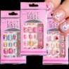 Sfaturi pentru unghii pentru copii cu desene animate 5D 6-14 ani 24 buc/cutie Unghii false adezive sigure non-toxice DIY colorat