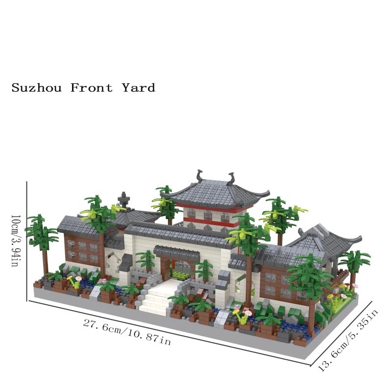 Suzhou Garden puzzle tip asamblare cu microparticule bloc de construcție jucărie bloc de construcție în stil etnic