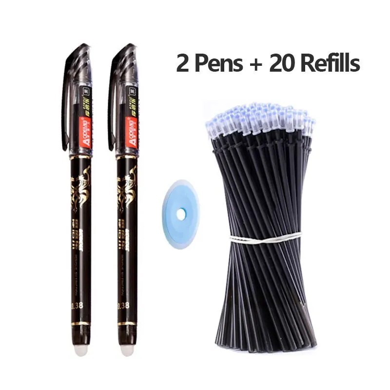 Set de 23 de pixuri cu gel ștergabil, pixuri cu bile, tijă de 0,5 mm, cu cerneală multicoloră, mâner lavabil, articole de papetă