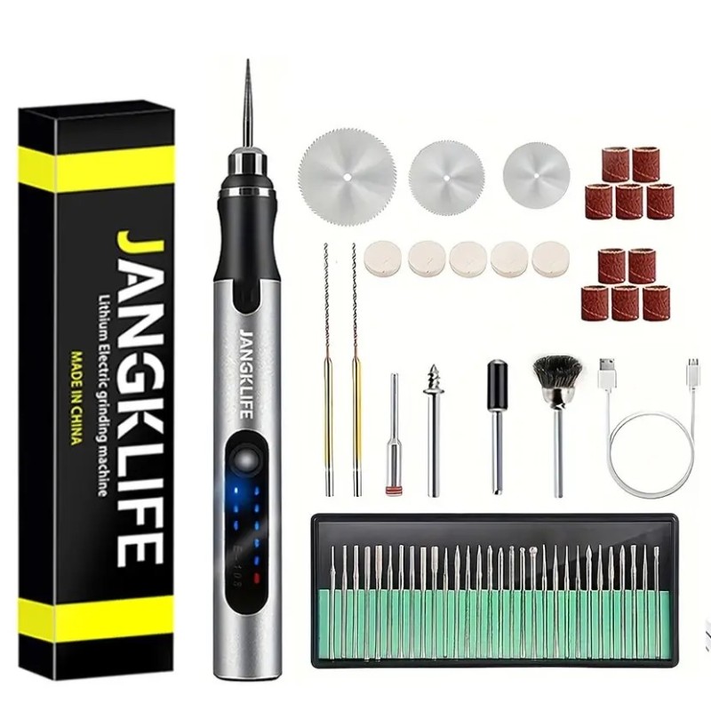 Kit de instrumente rotative fără fir USB pentru prelucrarea lemnului, stilou de gravat, bricolaj, pentru bijuterii, metal, sticl Kit de instrumente rotative fără fir USB pentru prelucrarea lemnului, stilou de gravat, bricolaj, pentru bijuterii, metal, sticl
