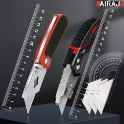 Cuțit utilitar multifuncțional AIRAJ, retractabil, tăiat ascuțit, pentru utilizare grea, rupere din oțel, lamă de 18 mm, tăiat h