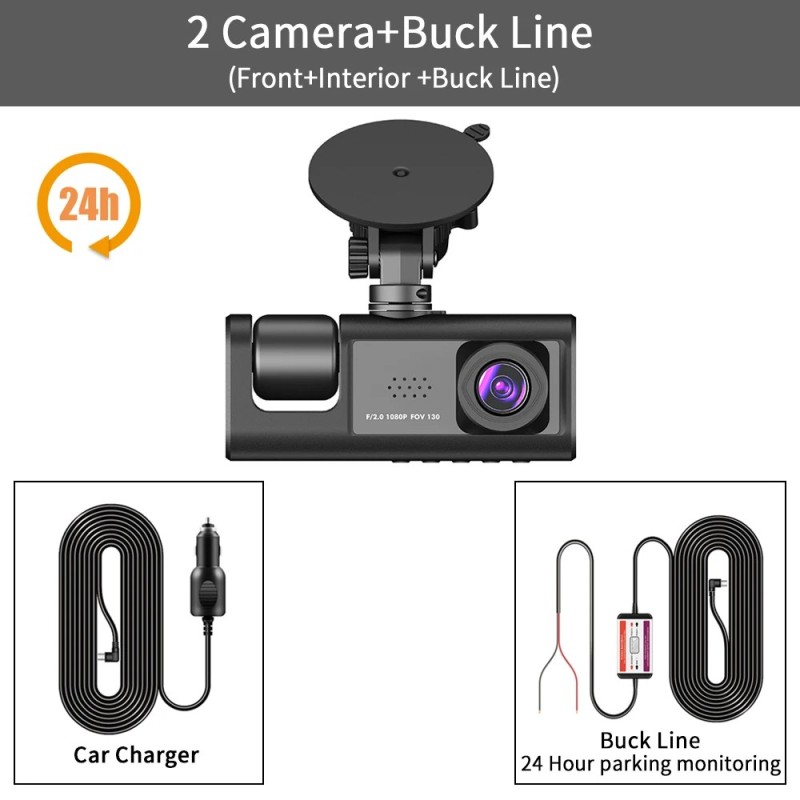 DVR auto cu 3 canale HD 1080P 3 lentile Dash Cam în interiorul vehiculului Cameră în trei direcții DVR-uri Recorder Video Regist