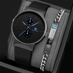 Set 2 buc. Ceasuri sportive pentru bărbați de modă, ceas de mână cu quartz pentru afaceri, ceas de lux pentru bărbați, ocazional