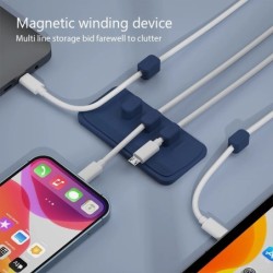 Organizator magnetic de fir mouse-ul de birou Protector de clemă pentru cablu Înfășurator de cablu Mușcă de rând autoadeziv Supo