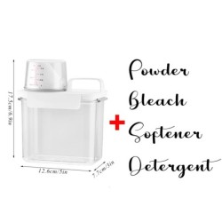 Dozator de detergent de rufe de capacitate mare cu pahar de masurat balsam Pudra de inalbire Rezervor sigilat Sticla de depozita