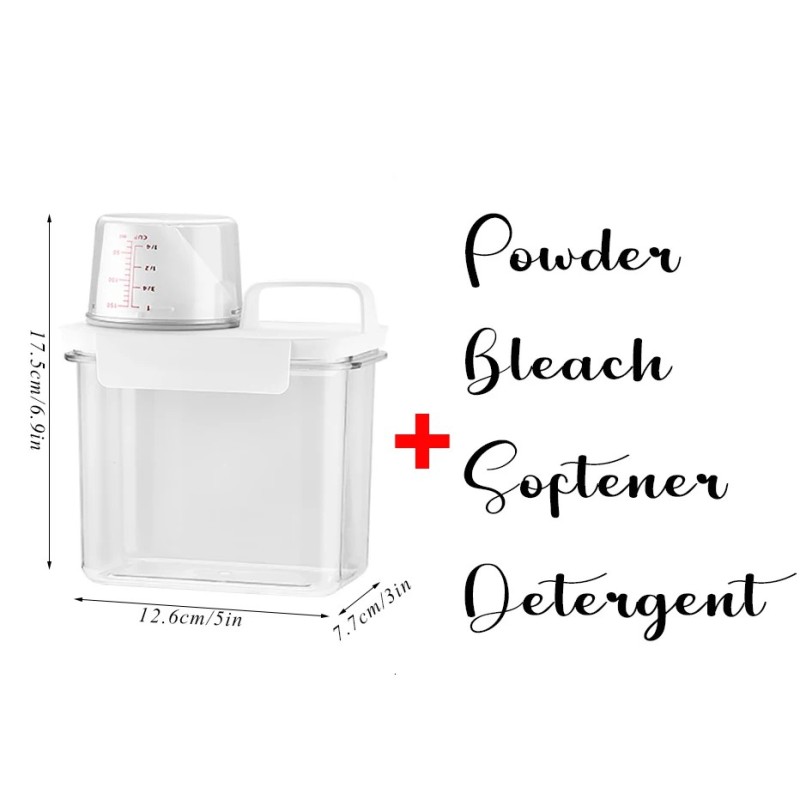 Dozator de detergent de rufe de capacitate mare cu pahar de masurat balsam Pudra de inalbire Rezervor sigilat Sticla de depozita Dozator de detergent de rufe de capacitate mare cu pahar de masurat balsam Pudra de inalbire Rezervor sigilat Sticla de depozita