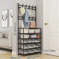 Raft pentru pantofi negru cu cinci straturi Raft simplu pentru pantofi Raft de depozitare integrat Raft pentru pantofi de uz cas