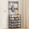 Raft pentru pantofi negru cu cinci straturi Raft simplu pentru pantofi Raft de depozitare integrat Raft pentru pantofi de uz cas