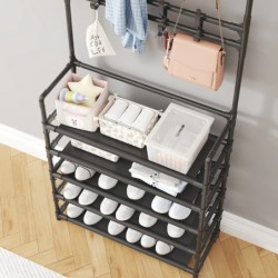 Raft pentru pantofi negru cu cinci straturi Raft simplu pentru pantofi Raft de depozitare integrat Raft pentru pantofi de uz cas