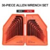 30Pcs Wrench Set Hex Key Allen Wrench 0.028"- 3/8" Inch & 0.7mm-10mm Metric Size Chromium-vanadium Steel Spanner Long Arm Tool