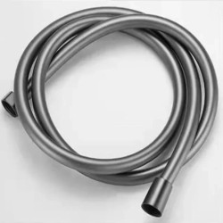 Furtun de duș neted din PVC de înaltă presiune, argintiu și negru, pentru cap de mână pentru baie Tuburi flexibile anti-înfășura