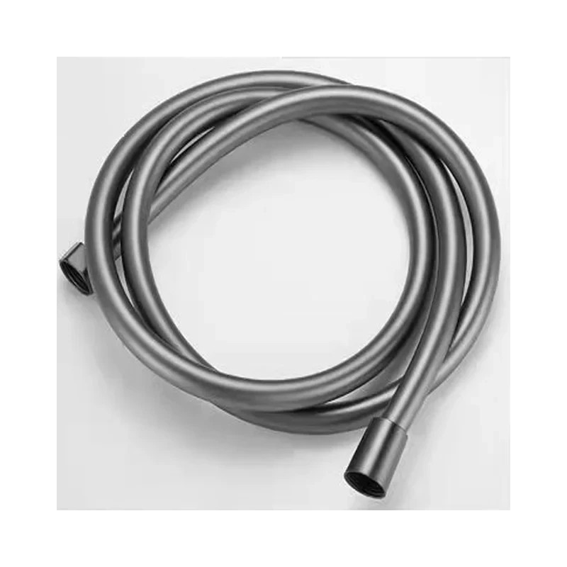 Furtun de duș neted din PVC de înaltă presiune, argintiu și negru, pentru cap de mână pentru baie Tuburi flexibile anti-înfășura