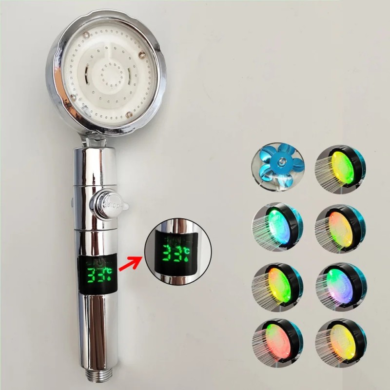 Afișaj digital pentru temperatură LED Cap de duș 3/7 modificări de culori Cap de duș de înaltă presiune Duză pentru duș de mână Afișaj digital pentru temperatură LED Cap de duș 3/7 modificări de culori Cap de duș de înaltă presiune Duză pentru duș de mână