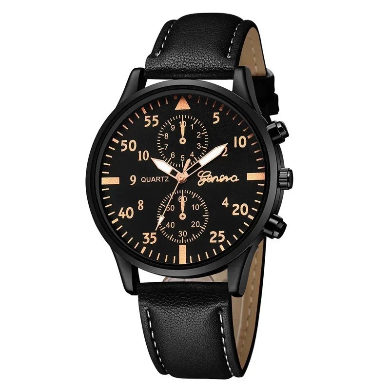 Set de ceasuri sport pentru bărbați, 4/2/1 buc. ceas de mână cu quartz pentru afaceri, brățară din piele maro de lux, ceas casua