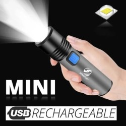 Lanternă LED reîncărcabilă prin USB, cu LED încorporată, baterie cu litiu de 1200 mAh, rezistentă la apă, pentru camping, lanter