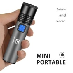 Lanternă LED reîncărcabilă prin USB, cu LED încorporată, baterie cu litiu de 1200 mAh, rezistentă la apă, pentru camping, lanter
