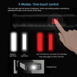 Lanternă cu LED pentru camping, reîncărcabilă, cu magnet și cârlig IP64, rezistentă la apă, 5 moduri de iluminare, potrivită pen