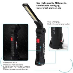 Lanternă cu LED pentru camping, reîncărcabilă, cu magnet și cârlig IP64, rezistentă la apă, 5 moduri de iluminare, potrivită pen