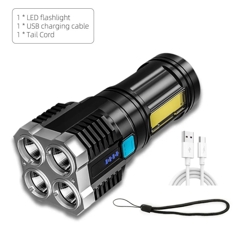 Lanternă cu LED-uri de mare putere Lanternă de camping cu 4 margele de lampă și lumină laterală COB Lanternă portabilă reîncărca Lanternă cu LED-uri de mare putere Lanternă de camping cu 4 margele de lampă și lumină laterală COB Lanternă portabilă reîncărca