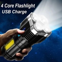 Lanternă cu LED-uri de mare putere Lanternă de camping cu 4 margele de lampă și lumină laterală COB Lanternă portabilă reîncărca