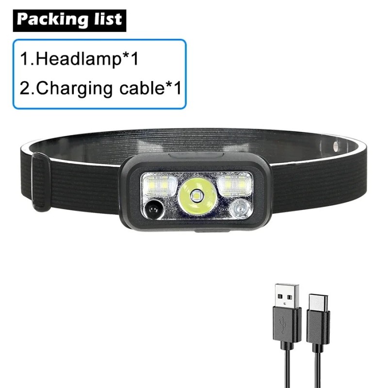 Mini lanternă cu senzor puternic, reîncărcabilă, cu USB, lanternă, faruri, faruri cu LED, fară pentru camping