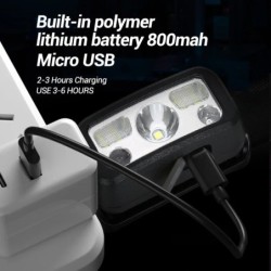 Mini lanternă cu senzor puternic, reîncărcabilă, cu USB, lanternă, faruri, faruri cu LED, fară pentru camping