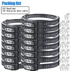 Mini lanternă cu senzor puternic, reîncărcabilă, cu USB, lanternă, faruri, faruri cu LED, fară pentru camping