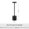 Lampă de birou cu LED reîncărcabilă, metal, cu reglaj la atingere, cu 3 temperaturi de culoare, noptieră, lumină ambientală crea