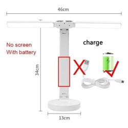 Lampă de masă cu ceas cu LED, încărcabilă prin USB, lămpi de birou reglabile 2 capete 180 de rotire, pliabilă, protecție pentru 