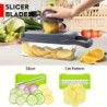 Tocător de legume multifuncțional 14/16 în 1, mâner, grătar pentru alimente Tocător de alimente, feliător de legume, tăiat artic
