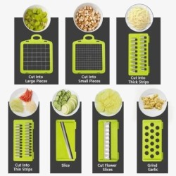Tocător de legume multifuncțional 14/16 în 1, mâner, grătar pentru alimente Tocător de alimente, feliător de legume, tăiat artic