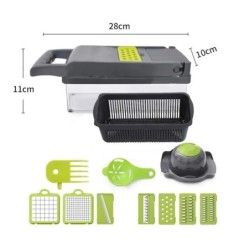 Tocător de legume multifuncțional 14/16 în 1, mâner, grătar pentru alimente Tocător de alimente, feliător de legume, tăiat artic