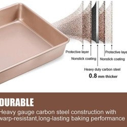 Îngroșați oțel carbon tavă de copt aurie antiaderentă cuptor pătrat prăjitură pâine tigăi de patiserie biscuiți vase de copt mat