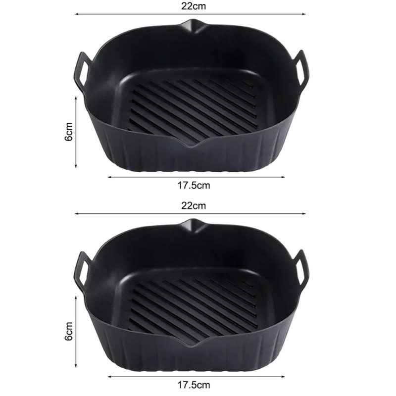 Friteuitoare cu aer din silicon de 21 CM Coș de căptușire Pătrat reutilizabile AirFryers Tavă de oală rezistentă la căldură Coac