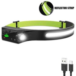 Lampă frontală cu senzor Lanternă cu cap LED Lanternă cu cap reîncărcabilă Baterie încorporată 5 moduri de iluminare Pescuit Lan