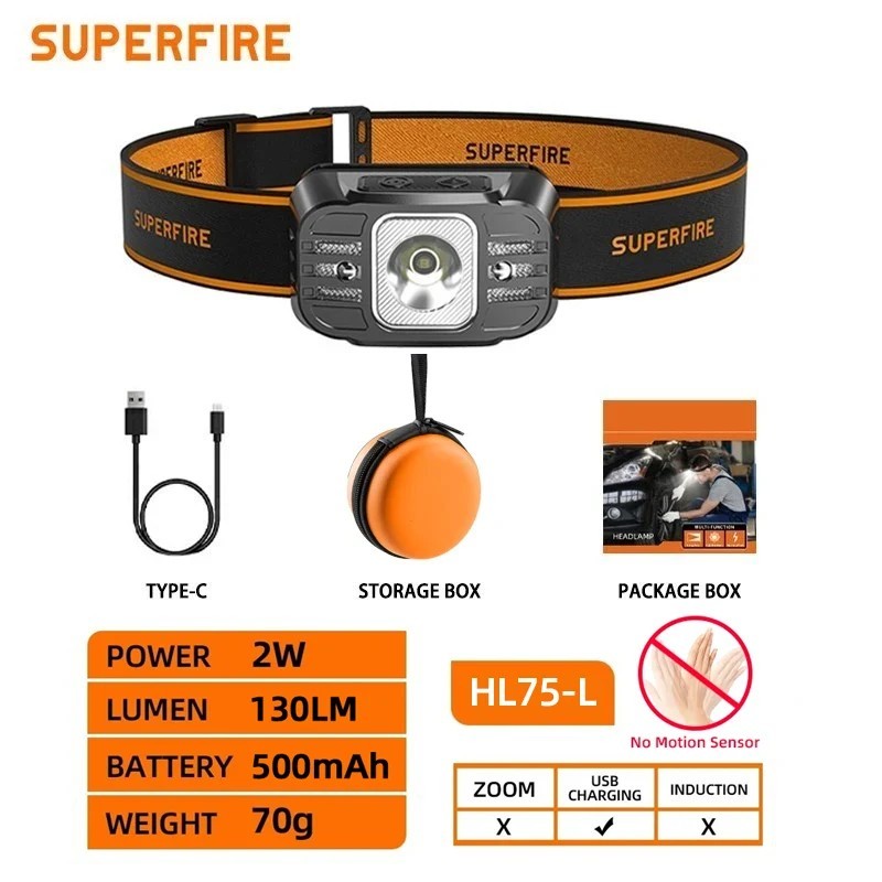 SUPERFIRE Mini far reîncărcabil cu LED Mini lampă frontală de mare putere Lampă frontală cu senzor USB C pentru pescuit de lucru SUPERFIRE Mini far reîncărcabil cu LED Mini lampă frontală de mare putere Lampă frontală cu senzor USB C pentru pescuit de lucru