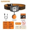SUPERFIRE Mini far reîncărcabil cu LED Mini lampă frontală de mare putere Lampă frontală cu senzor USB C pentru pescuit de lucru
