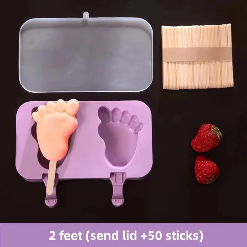 Formă din silicon pentru înghețată Forme siameze pentru popsicle cu capac DIY Mucegai pentru acadele de gheață de casă Imagine d