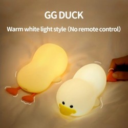 1 buc Doudou Duck Nightlight Cadou pentru copii, lumină moale, îngrijire ochilor, temporizare de încărcare USB, lampă din silico