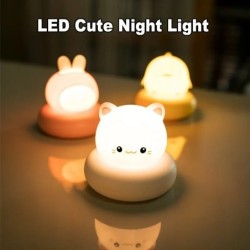 Lumină de noapte cu încărcare USB, drăguț, control al aplauzei, lampă pentru somn în formă de animal de companie, dormitor, cado