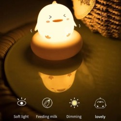 Lumină de noapte cu încărcare USB, drăguț, control al aplauzei, lampă pentru somn în formă de animal de companie, dormitor, cado