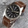 Tandorio 39mm NH35A 20bar Ceasuri pentru bărbați Pilot de scufundare automată Sticlă de safir Cadran luminos verde Curea din pie