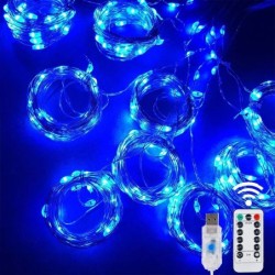 Ghirlande luminoase cu LED-uri pentru decorațiuni de ghirlande de Crăciun, 8 moduri, telecomandă USB, petrecere de vacanță de nu